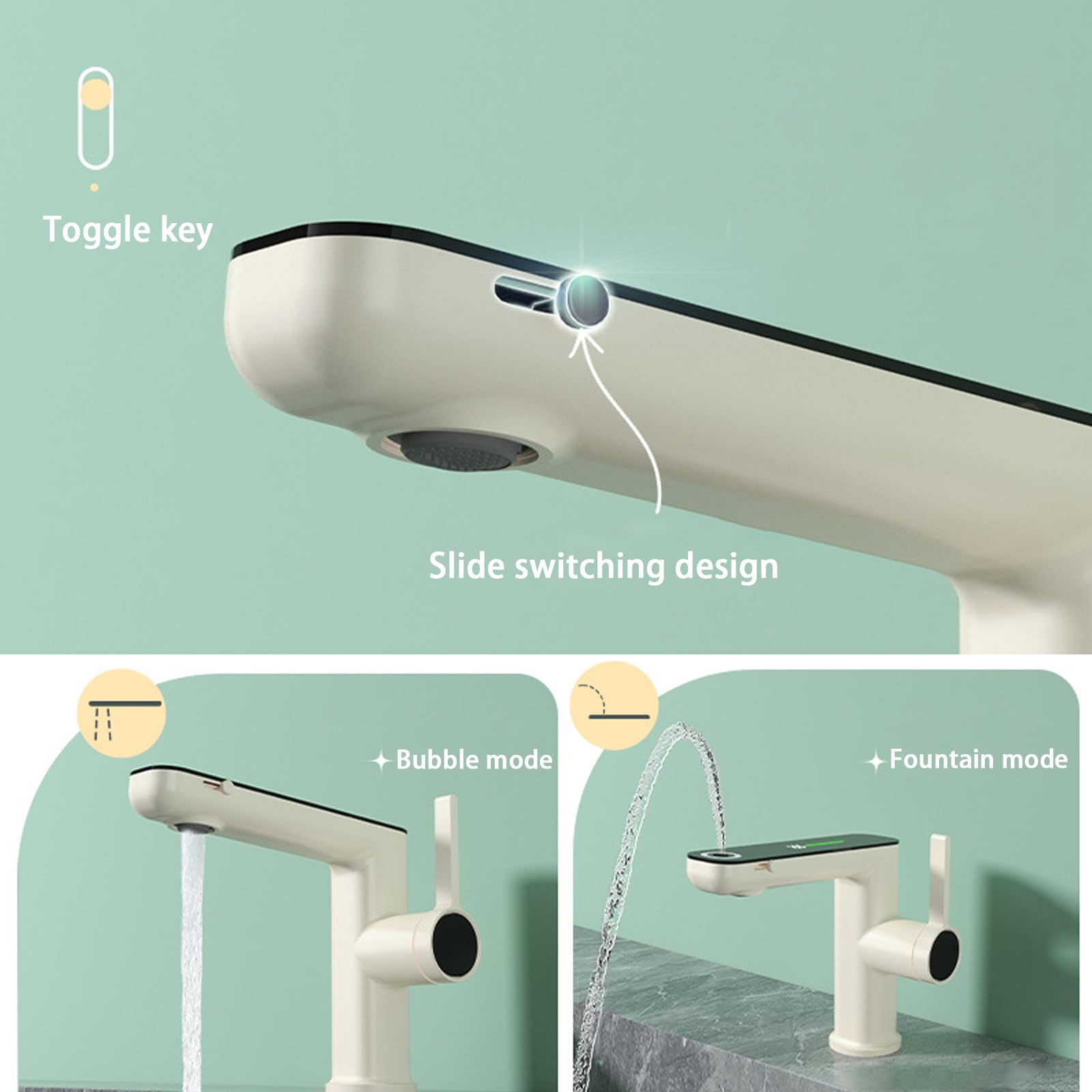 Lavabo de baño con Pantalla Digital LED de Temperatura, Monomando y 2 Modos de Flujo de Agua.