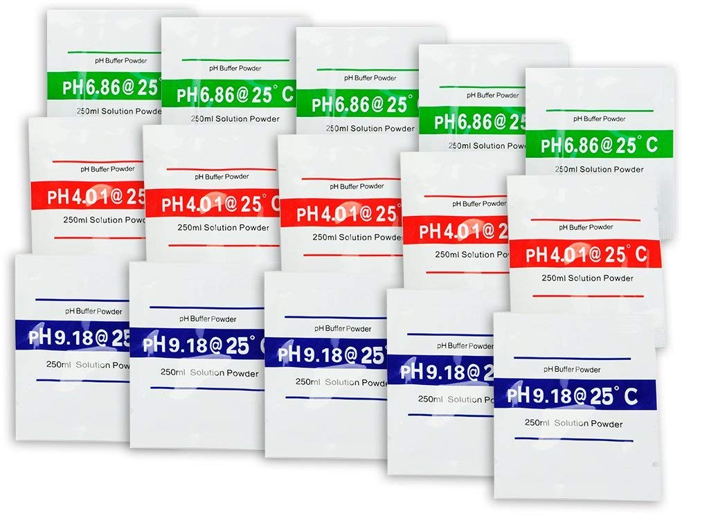 DuvinDD 15 Pack pH Buffer Calibration Solution Powder pH 6.86/4.01/9.18 for Precisely Calibrate pH Meter, pH Tester Calibration Powder Packets