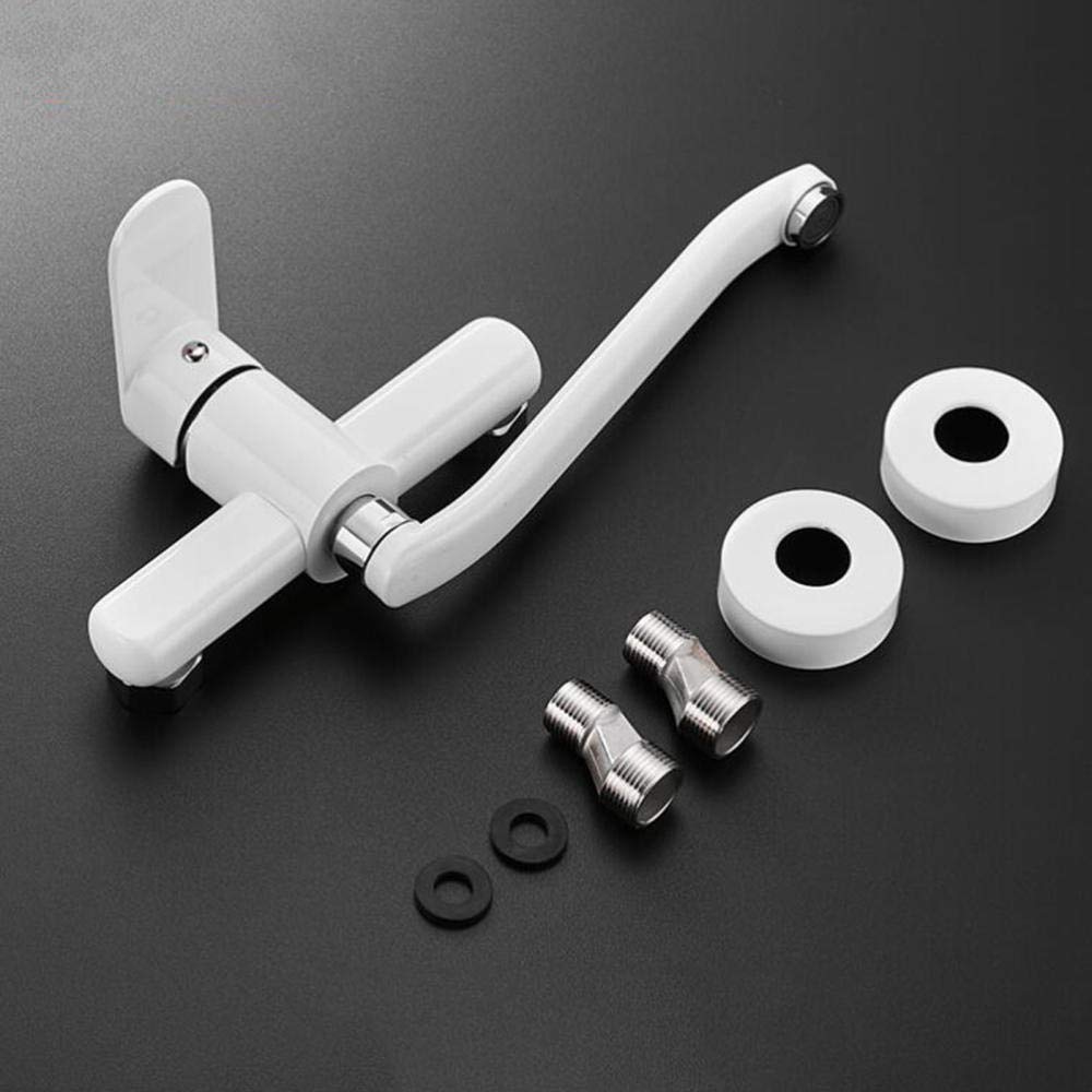 Grifos de Pared Grifo Mezclador para Fregadero de Cocina de latón frío y Caliente con Doble Orificio Giratorio Grifo de baño-30 cm (20 cm)