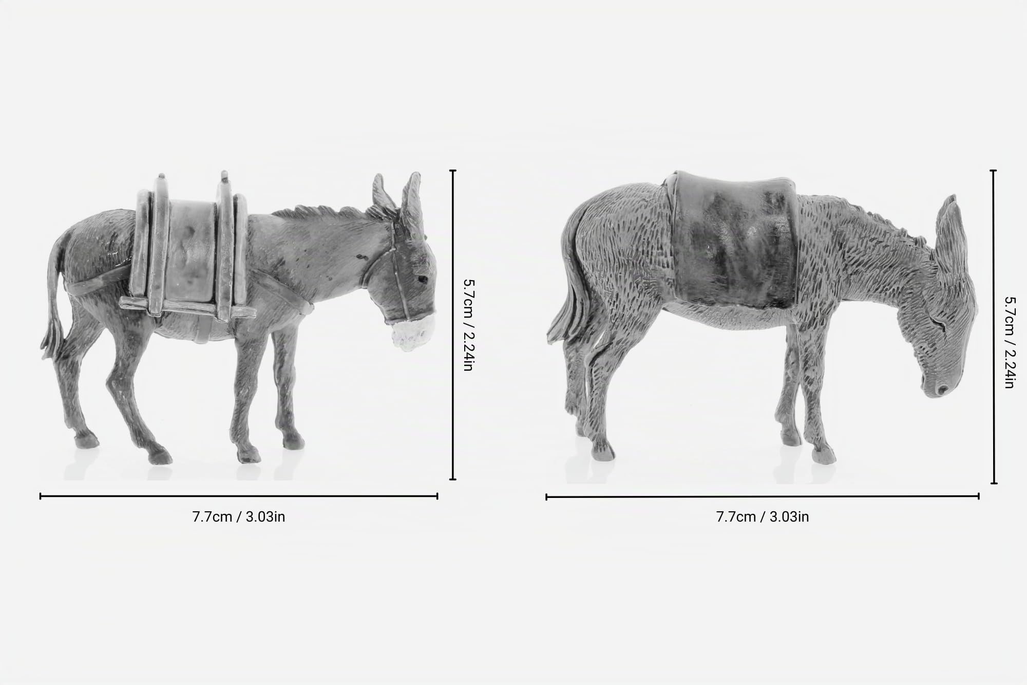 Moranduzzo 2 Burros Surtidos para Belén de 10 Cm Escala 1:20 - Figuras de Belén Indestructibles - Pintura Acabada a Mano, Producto Oficial, Escultor M. Landi