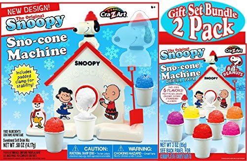 Snoopy Original Sno-Cone (Snow Cone) Machine & Refill (3oz) Pack Gift Set Bundle - by Unknown