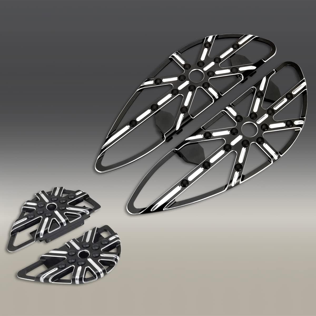 Black Gauge Driver Passenger Floorboards Fit For Harley Roadking Flhr Road Glide Ultra Fltru 1980-later