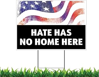 2 SIDED! Hate Has No Home Here, v2 12 x 18-inch Yard Sign (Outdoor, Weatherproof Corrugated Plastic) Metal Stake Included