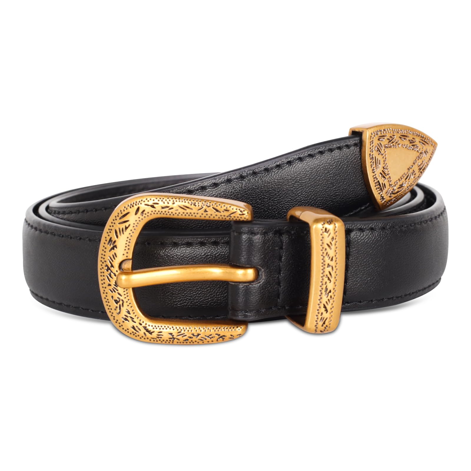 Women's Leather Belt with Buckle - Ideal for Dresses, Jeans, and Coats