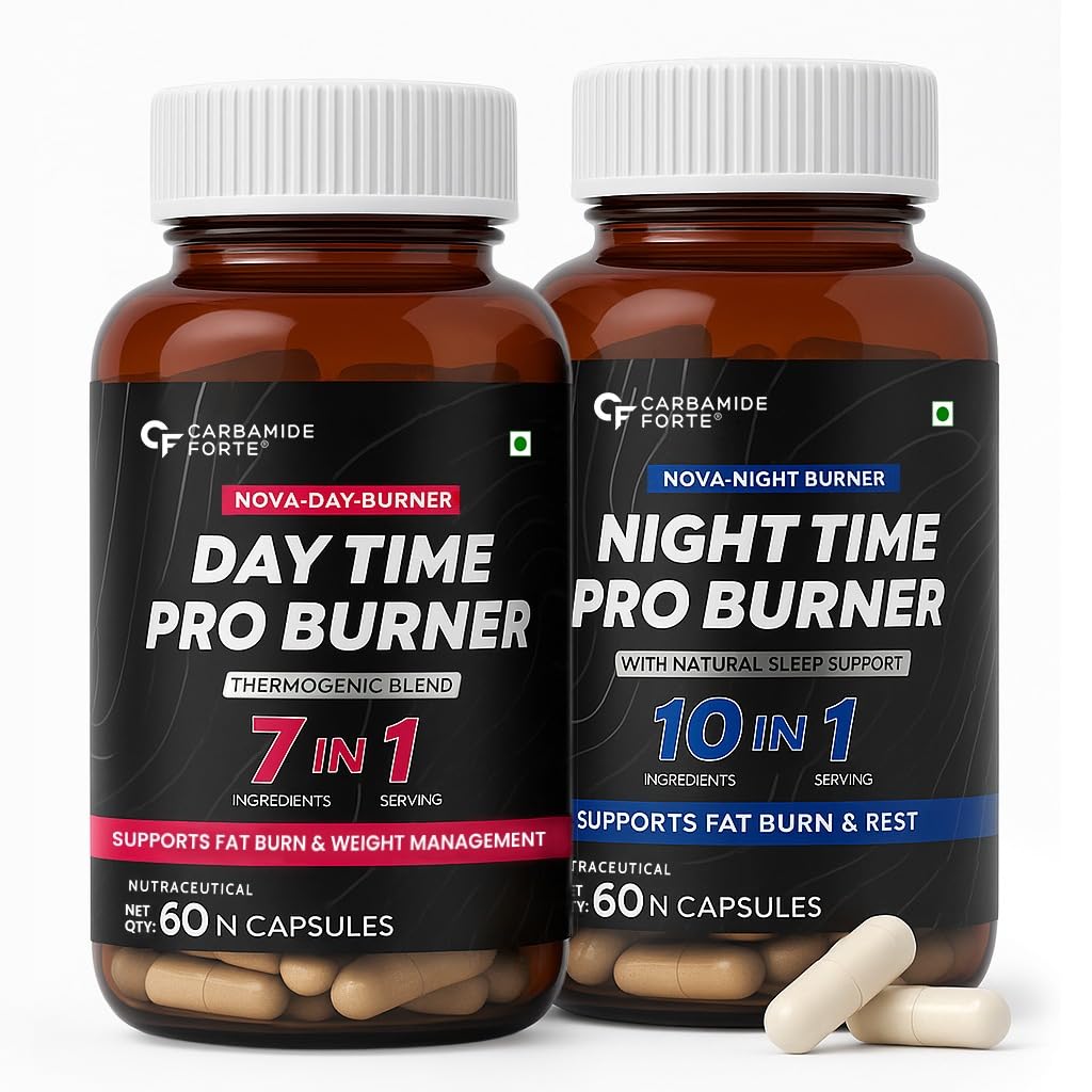 Carbamide Forte Day & Night Fat Burner for Weight Loss for Women and Men | With Garcinia Cambogia, great for Fat Weight Loss for Women and Men | 60 Weight Loss Supplement Capsules