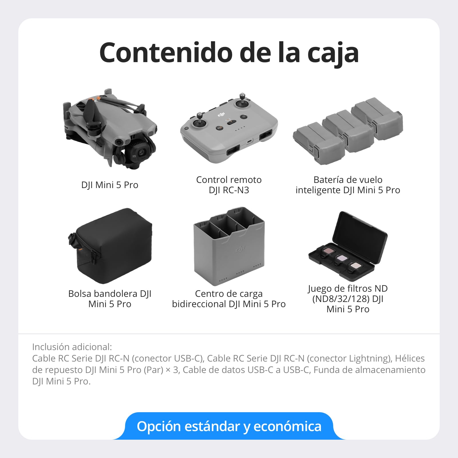 DJI Mini 5 Pro Fly More Combo con DJI RC-N3, 4K Dron con cámara, CMOS de 1 pulgada, Detección de obstáculos omnidireccional