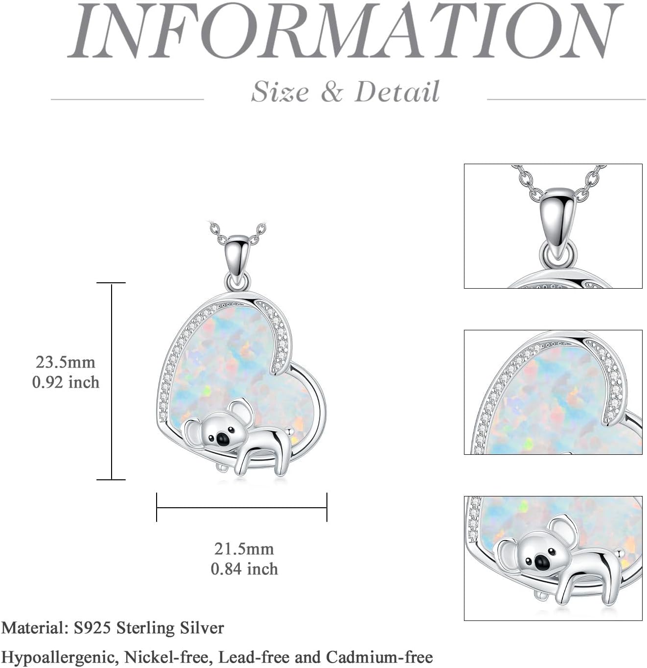 Butterlfy/Dragonfly/Bee/Hummingbird/Ladybug necklace for Women Sterling Silver Turquoise Pendant necklace Jewelry Christmas Gifts for Women - Image 5