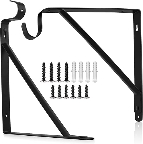 Miniatura 9 de Soporte para barra de armario, soporte de estante resistente con soporte para barra, 11 ganchos de soporte de barra de armario de 10-1/5 pulgadas