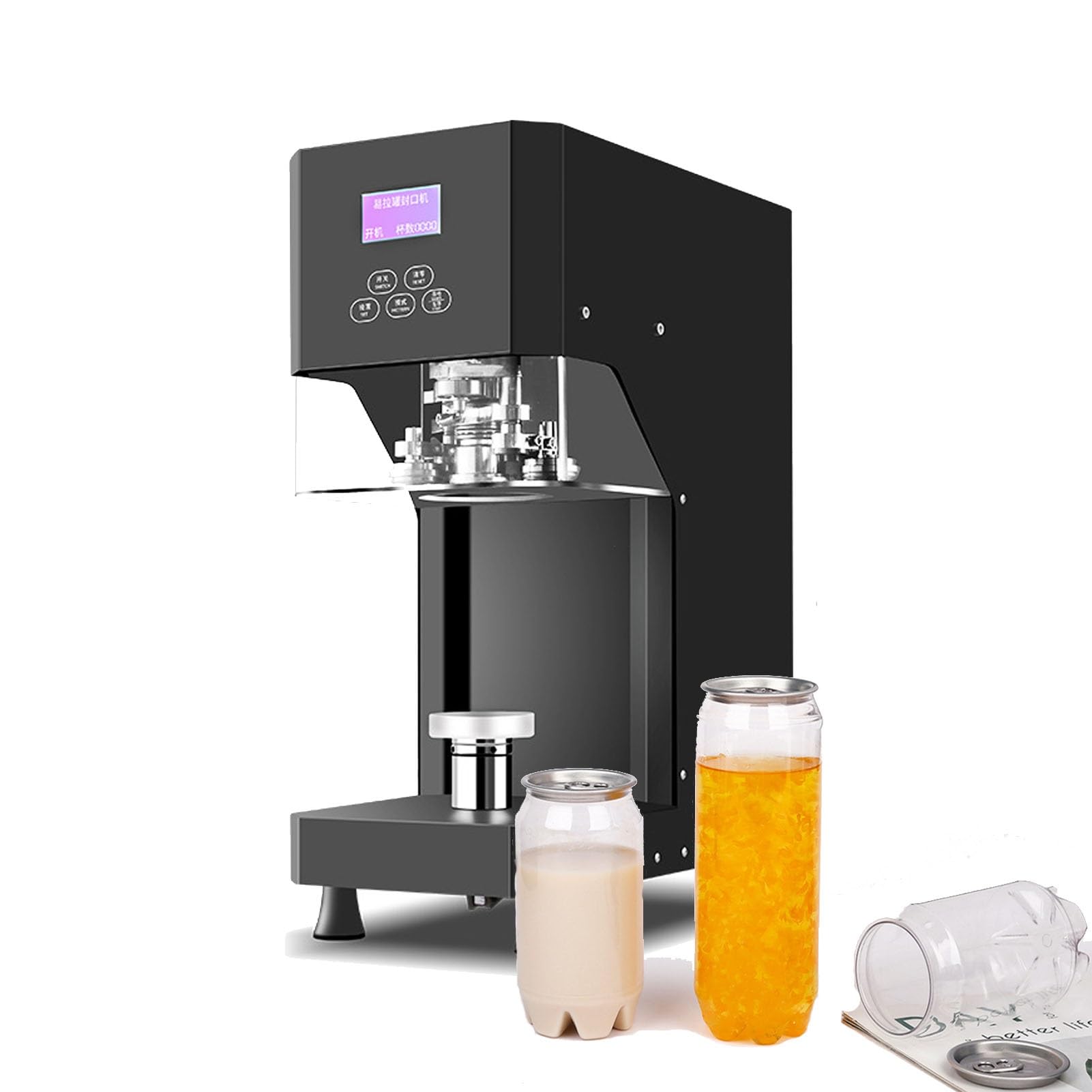 AYCDL 370W Electric Can Seamer Machine Bottle Can with Digital Control LCD Panel Cup Sealer Intelligent Beer Can Sealing,White-220V,Black-220V