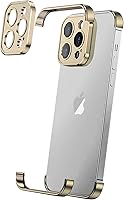 Vista 1 de Losin Funda compatible con iPhone 14 Pro con protector de lente de cámara, metal de aluminio, sin marco, diseño sin bordes, delgada y ligera, a