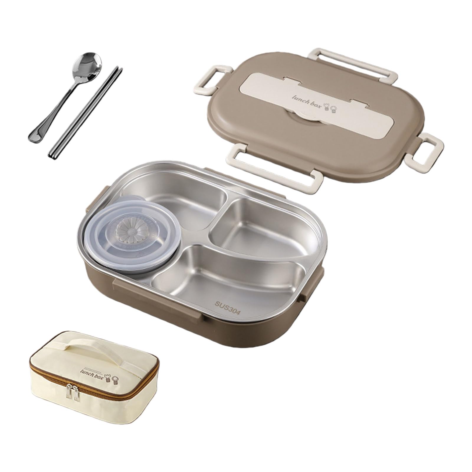 Tsophreniq Stainless Steels Insulated Lunch Box Includes Soup Bowl Spoon Chopsticks 1500ml Large Capacity Microwave Safe Bentos Box Lunch with Spoon and Chopsticks