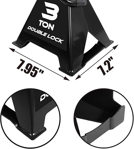 Miniatura 4 de Torin AT43005AB Soportes de acero resistentes para gatos pasadores de bloqueo dobles, capacidad de 3 toneladas (6,000 libras), negro, 1 par (2