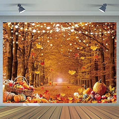 CYLYH 10x8ft Fall Photography Backdrop Autumn Maple Forest Leaves Pumpkin Party Background Thanksgiving Party Supplies Farm Harvest Event Banner Thanksgiving Photo Booth Props Cover