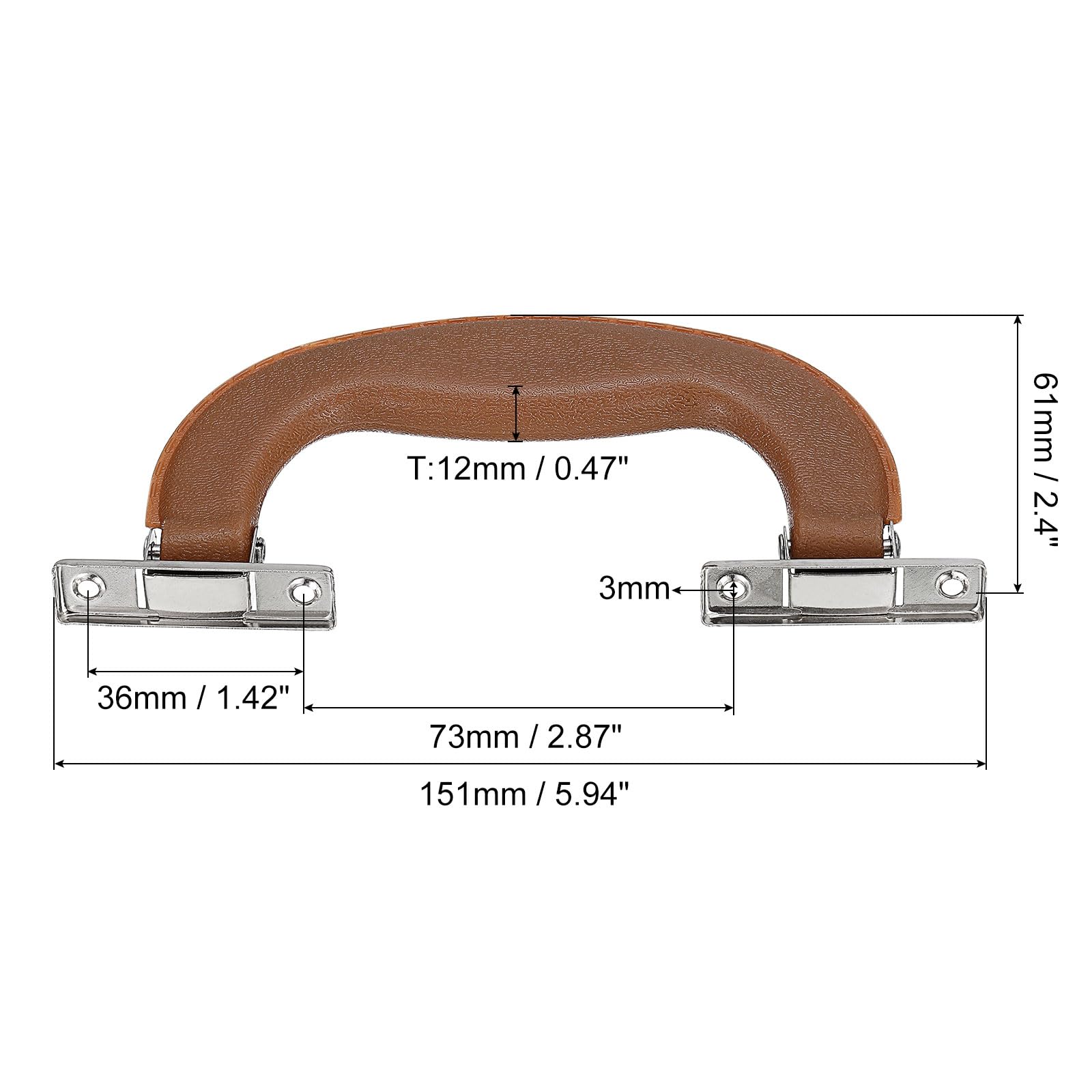 QUARKZMAN Bagagli Maniglie, 151mm/5,94 pollici Plastica Tirare Maniglia Valigia Custodia Sostituzione Maniglie con Viti per Custodia Valigia Cassetta Attrezzi, Marrone