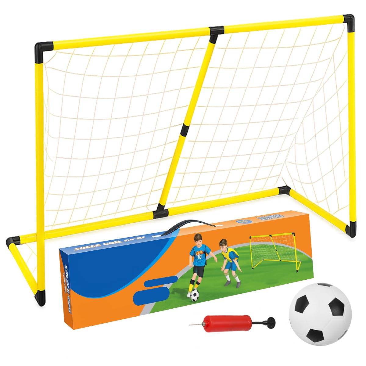 Xwin 158CM Kids Football Goal Post - Soccer Goal Set with Net, Ball and Pump, Durable Garden Goal Posts for Indoor and Outdoor Play - Sports Training Toy for Boys and Girls Ages 3+ Years