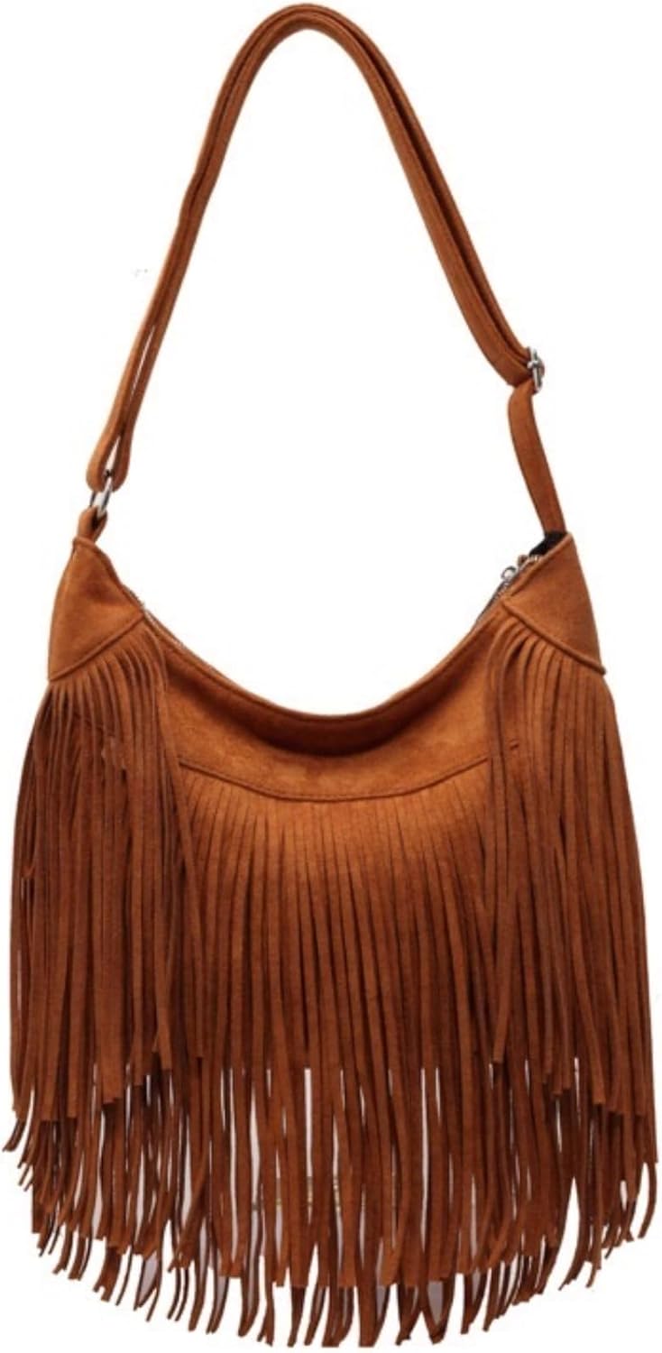 RJDBBD Women Vintage Suede Fringe Hobo Bag Tote Shoulder Bag Crossbody Bag and Hippie Western Cowgirl Purse Shoulder Bag