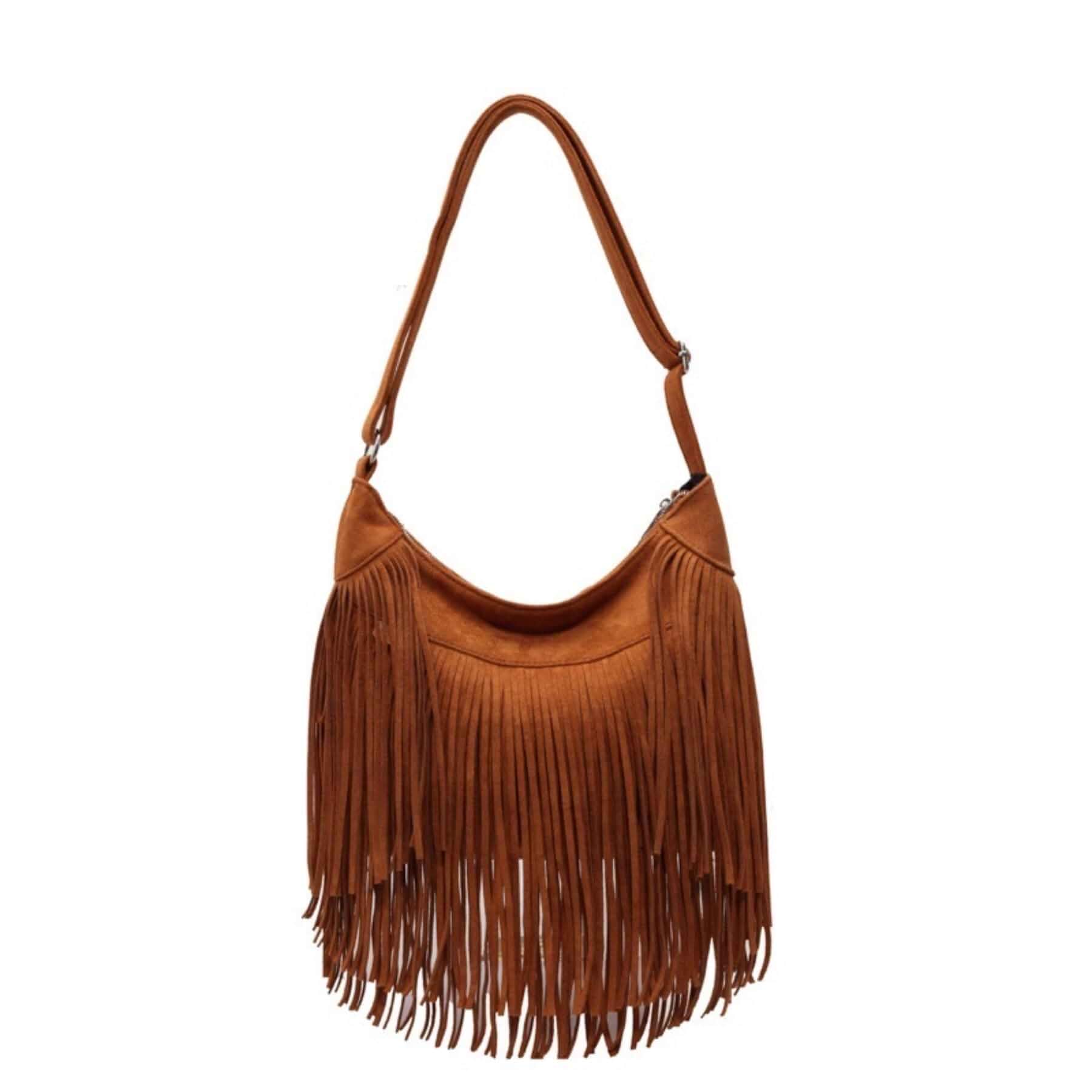 RJDBBD Women Vintage Suede Fringe Hobo Bag Tote Shoulder Bag Crossbody Bag and Hippie Western Cowgirl Purse Shoulder Bag