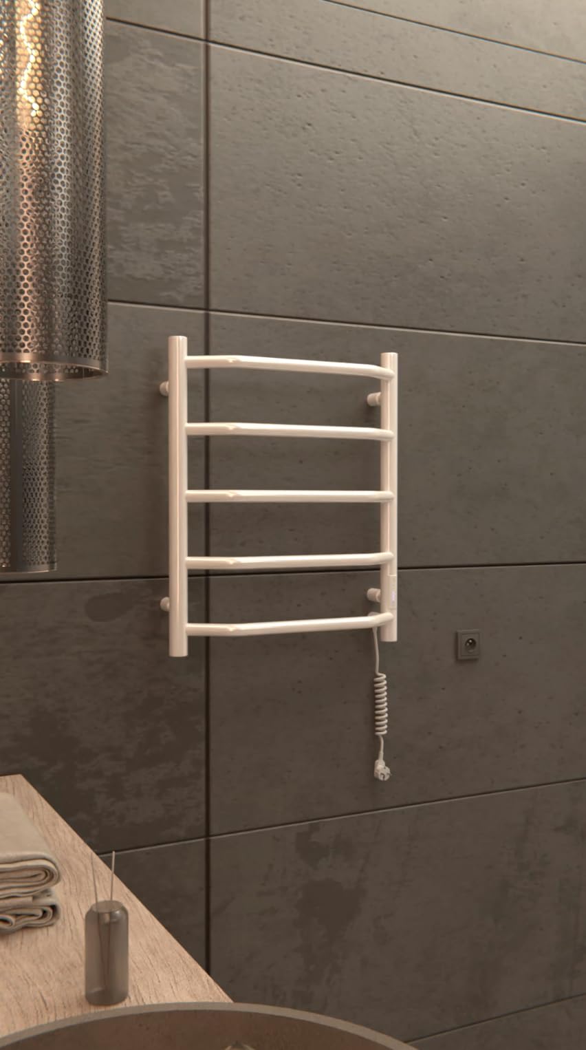 Elna Scaldasalviette Bianco - 45W - 500x420mm - Elettrico per tutti i giorni e la famiglia - Compatto, facile da pulire e sicuro - Con timer, termostato ed Eco - IP44 - Acciaio inossidabile
