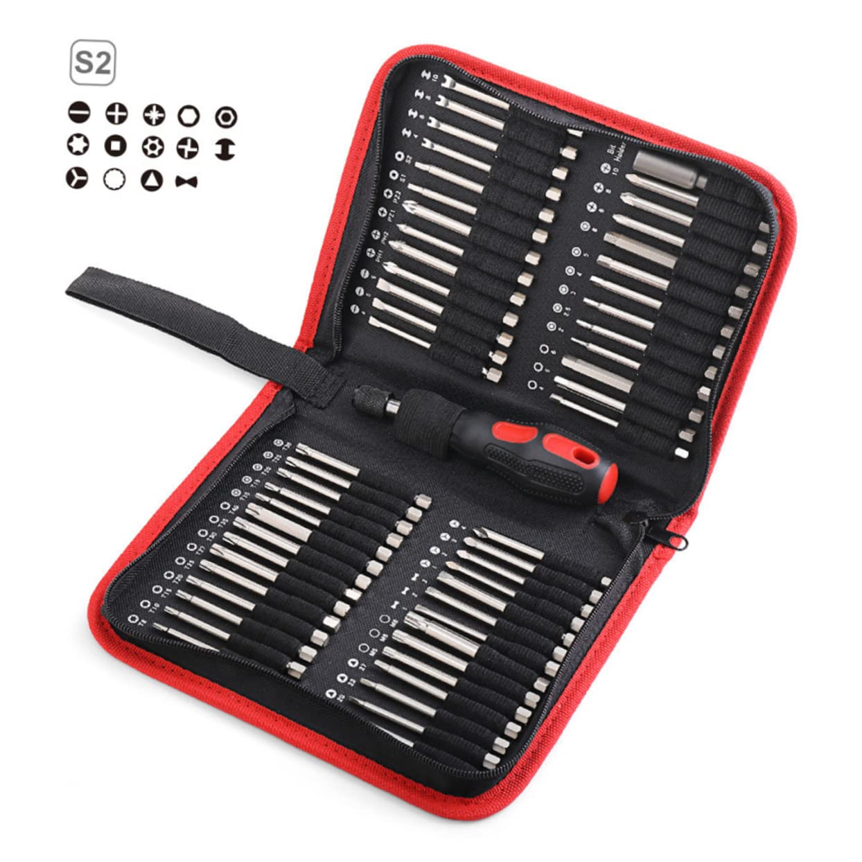 SHINEOFI Set di Punte per Avvitatore Elettronico S2 55 Pezzi | Triangolare, Esagonale, a Stella e Croce, Metallo Resistentell’usura, per Avvitatori Elettrici e Pneumatici