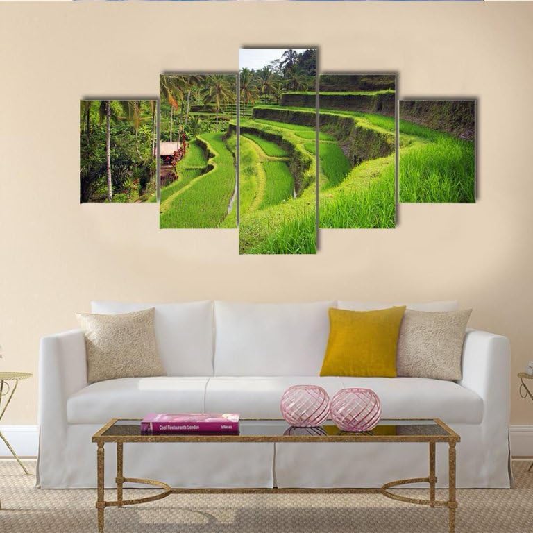 Genérico Juego de 5 pósteres, Terrazas De Arroz En Indonesia murales de pared, cuadros modernos en lienzo, póster natural de pared para salón (Sin marco)