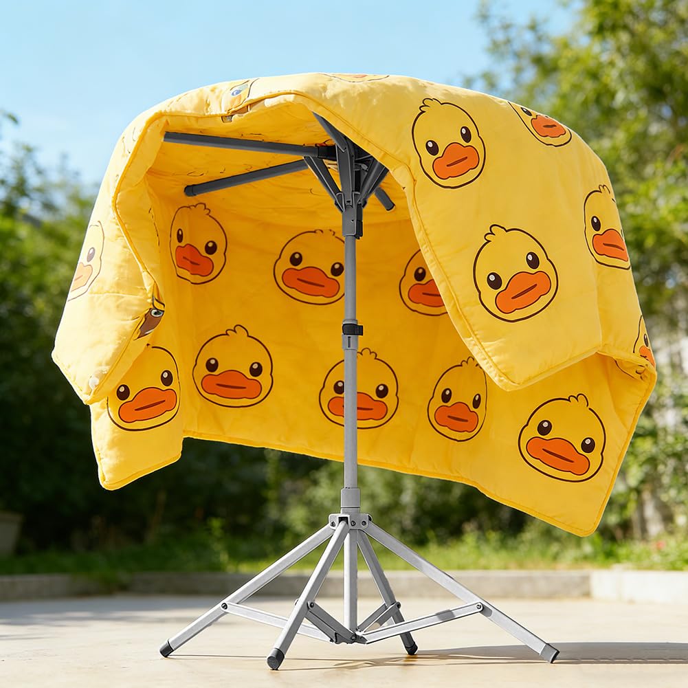 Tendedero de Ropa 6 Brazos Extensible y Plegable, Base Triangular Antideslizante, Altura Ajustable 120-170 cm para Interior y Exterior, Secadora Compacta de Viaje