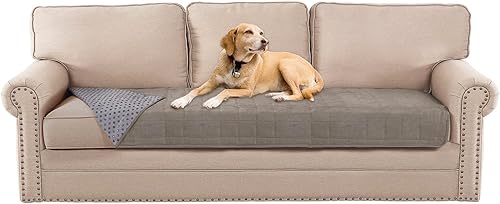 Funda de cama 100% impermeable para perro, funda de cojín de terciopelo de gamuza para sofá biplaza, protector de sofá seccional para mascotas,