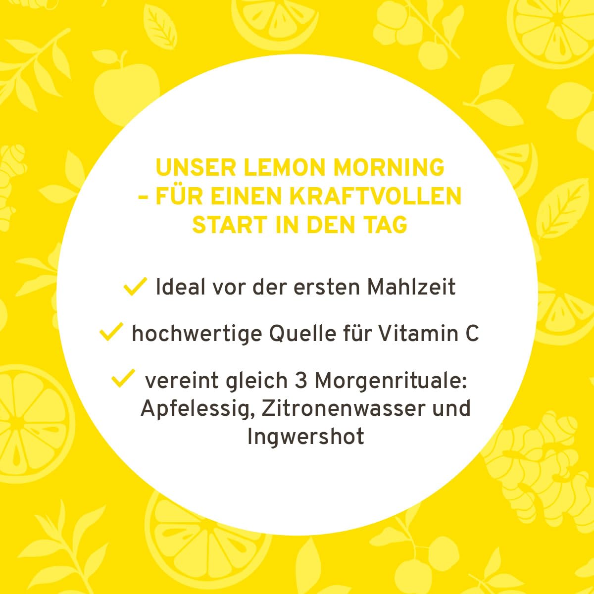 InnoNature Bio Lemon Morning® I Stoffwechseldrink mit Vitamin C, Getränkepulver aus Zitrone, Ingwer, Acerola und Apfelessig I 150g, Vegan ohne Zusatzstoffe