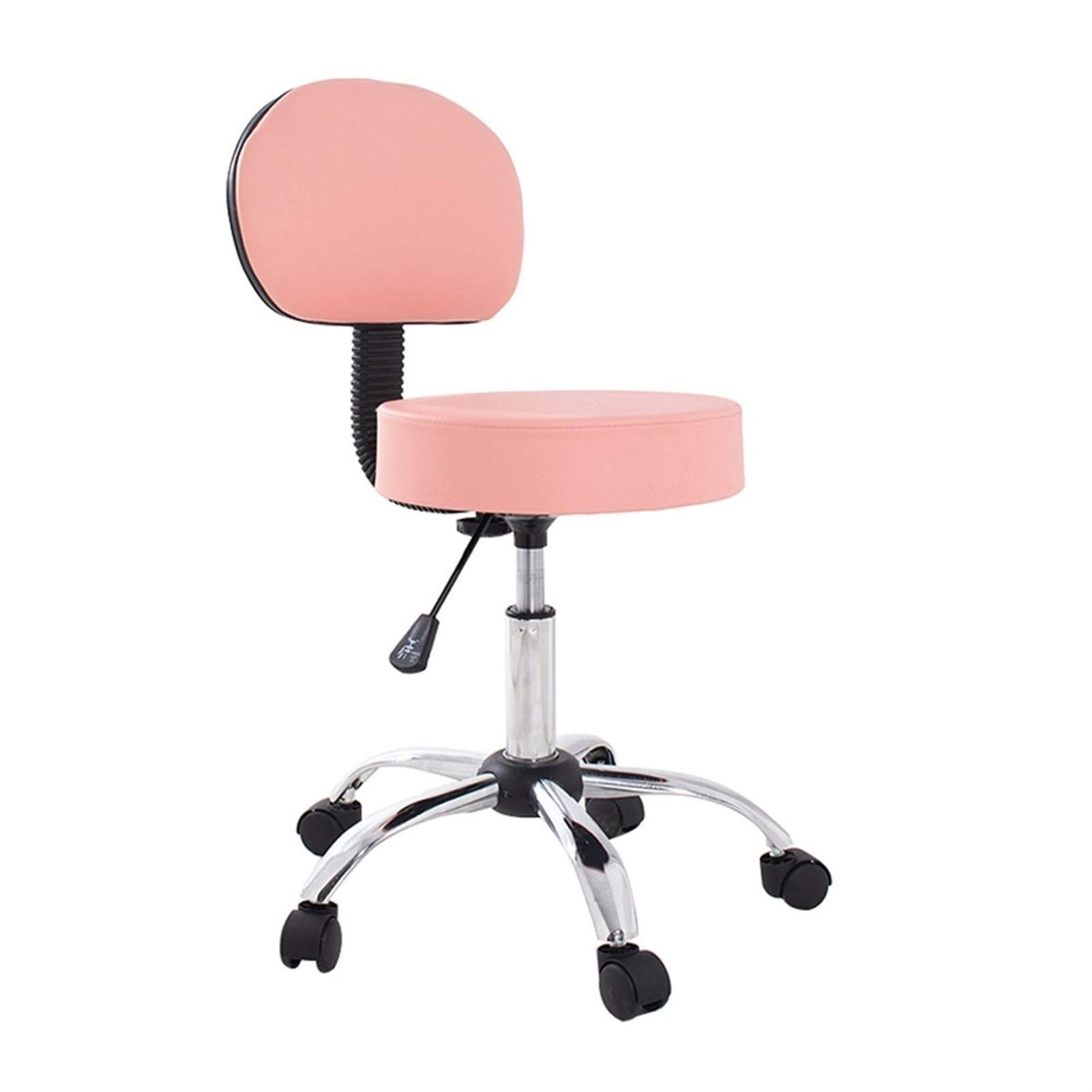 Chaise rotative de bureau rose avec dossier réglable et tabouret de levage mobile pour maison