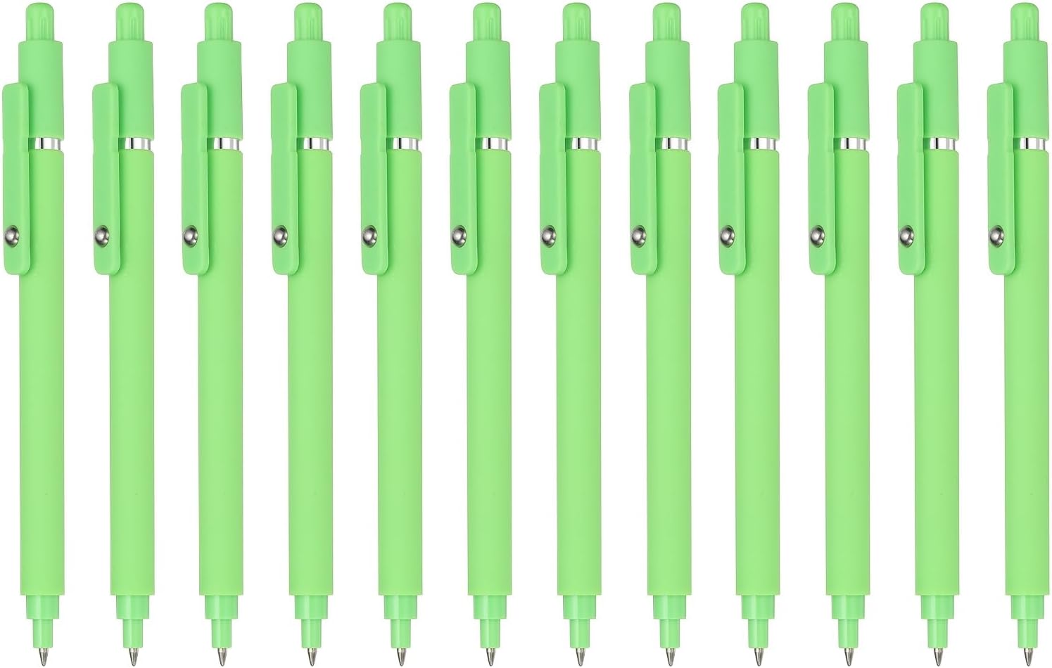 12 Pcs Retractable Gel Pens, 0.5mm Black Ink Fine Point Smooth Writing Cute Aesthetic Pen Quick Dry for Office Home Journaling Note Taking Supplies, Green