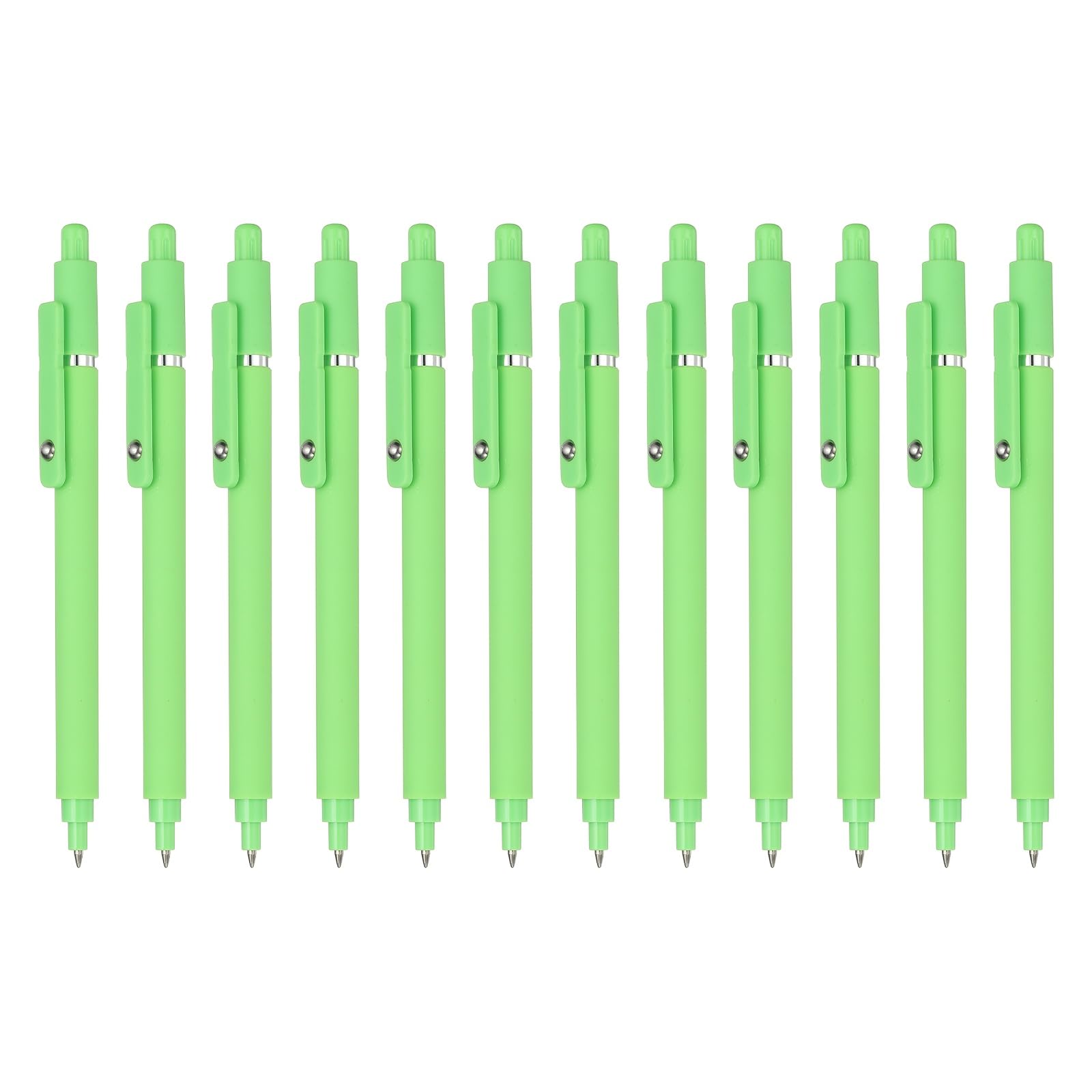 PATIKIL 12 Pcs Retractable Gel Pens, 0.5mm Black Ink Fine Point Smooth Writing Cute Aesthetic Pen Quick Dry for Office Home Journaling Note Taking Supplies, Green