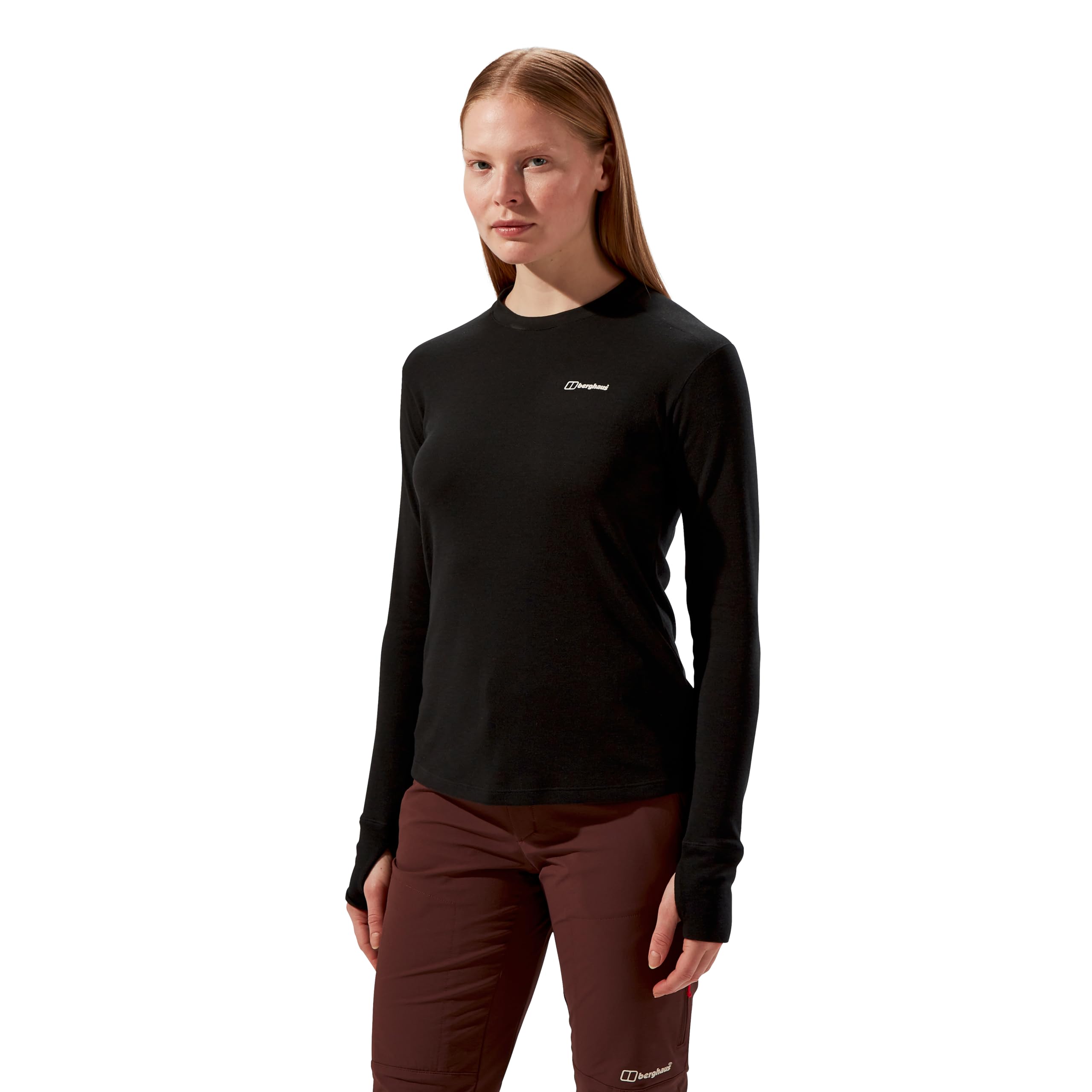 Berghaus Women's Ivyhill Crew Long Sleeve T-Shirt, Black/Black, 8