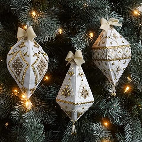 Bucilla Felt Applique Ornament Kit, Beaded Elegance Set of 6 Felt Applique Ornament Making Kit, Perfect for DIY Needlepoint Arts and Crafts, 89494E Cover