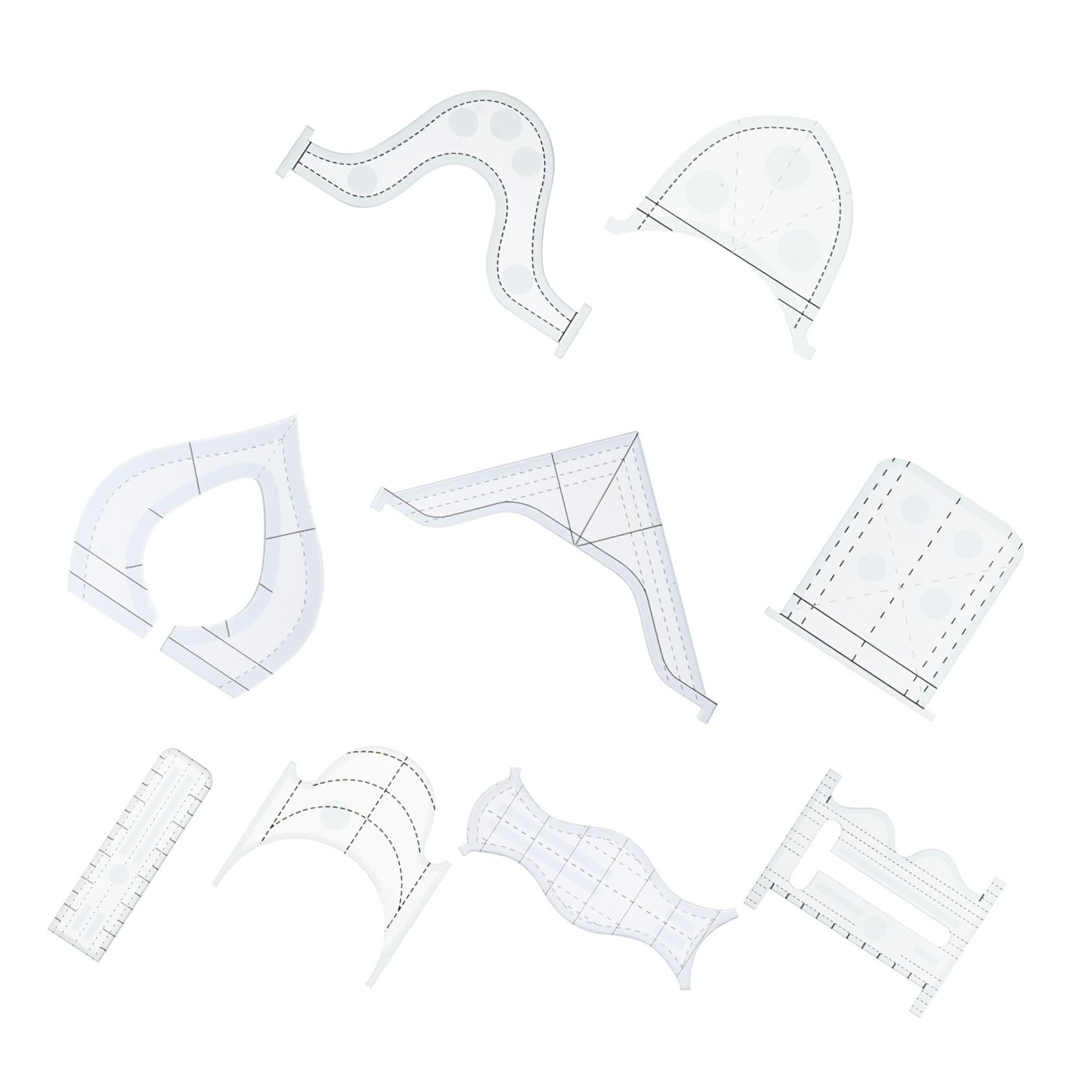 Lurrose 27piezas Plantillas De Acolchado y Reglas De Confección Herramientas De Patchwork Transparentes Para Dibujo Corte y Diseño De Ropa