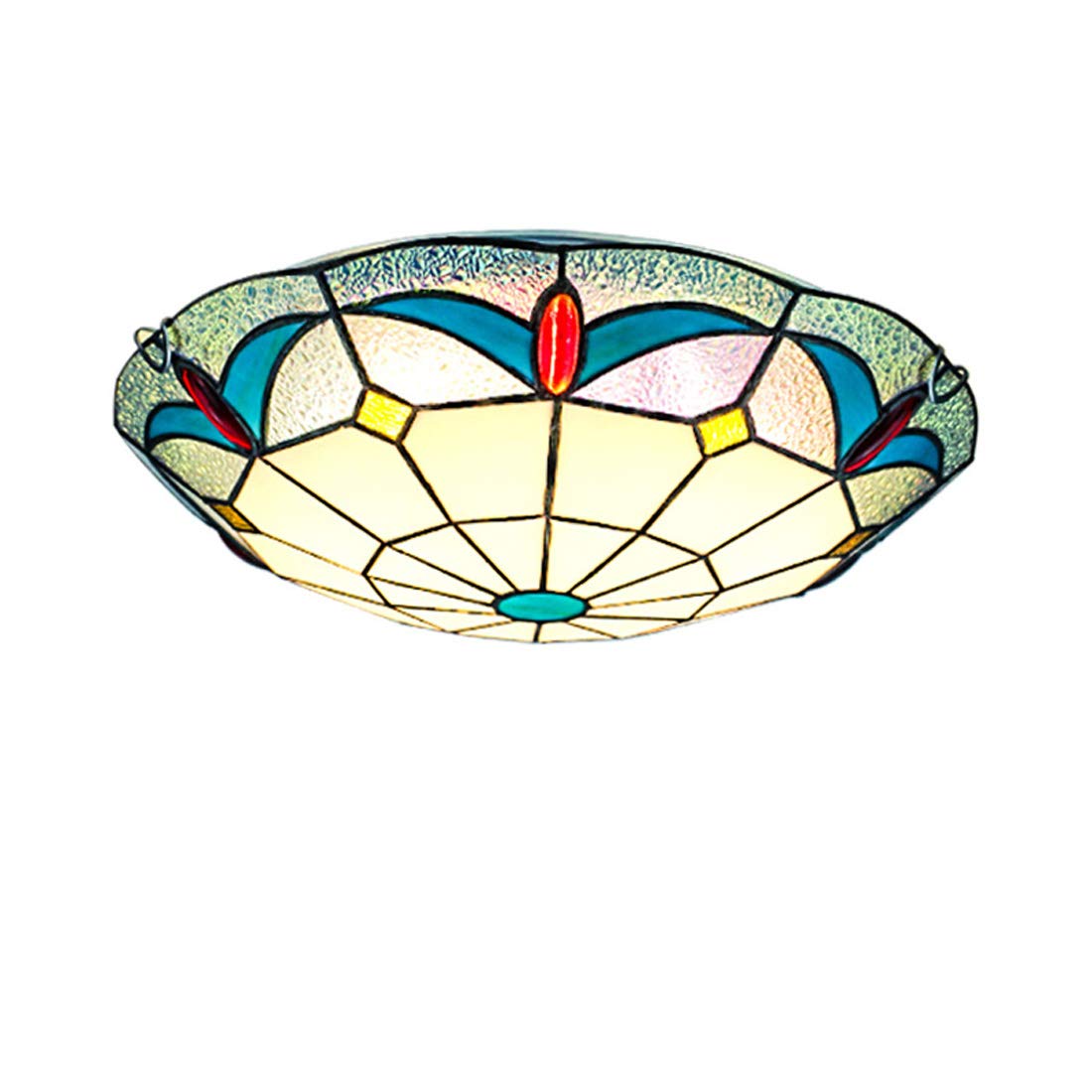 Plafonnier LED vintage vitrail rond 40cm d'ambiance rétro G