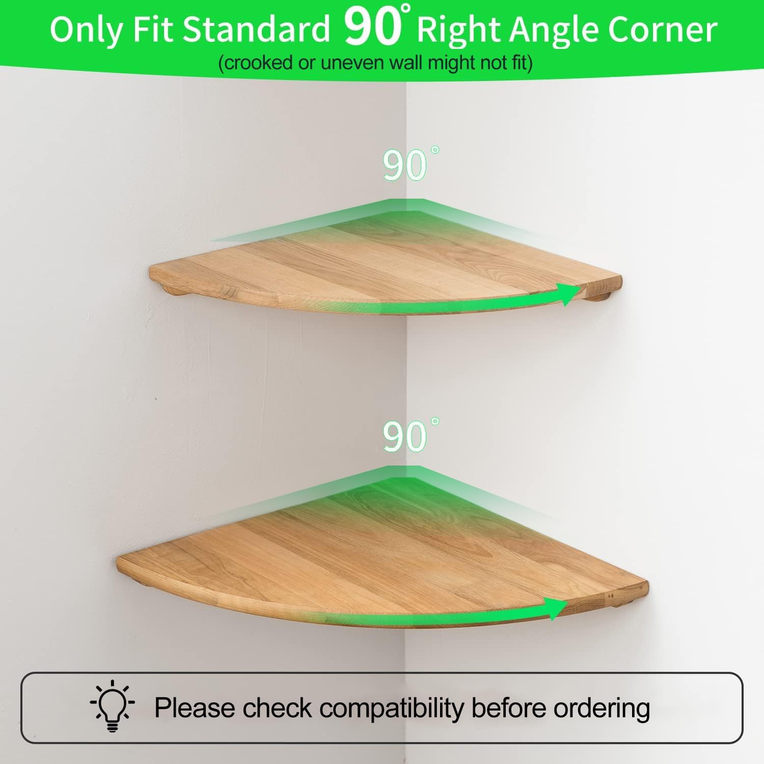 Estantes esquineros, estante de esquina flotante, juego de 2 estantes de pared de madera de roble macizo de 7 pulgadas, soporte de pared de extremo redondo con estantería de agujero de alambre para plantas pequeñas para dormitorio, cocina, sala de estar 7