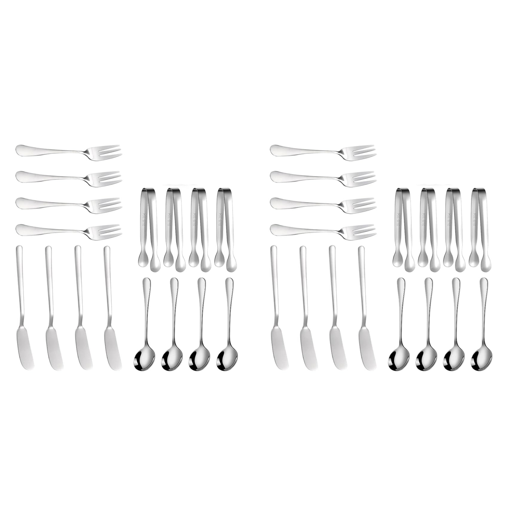 Hndhbfgrt Cheese Butter Spreader Knives Set 32 Pieces Charcuterie Accessories Stainless Steel Butter Knives Serving Tongs (Silver)