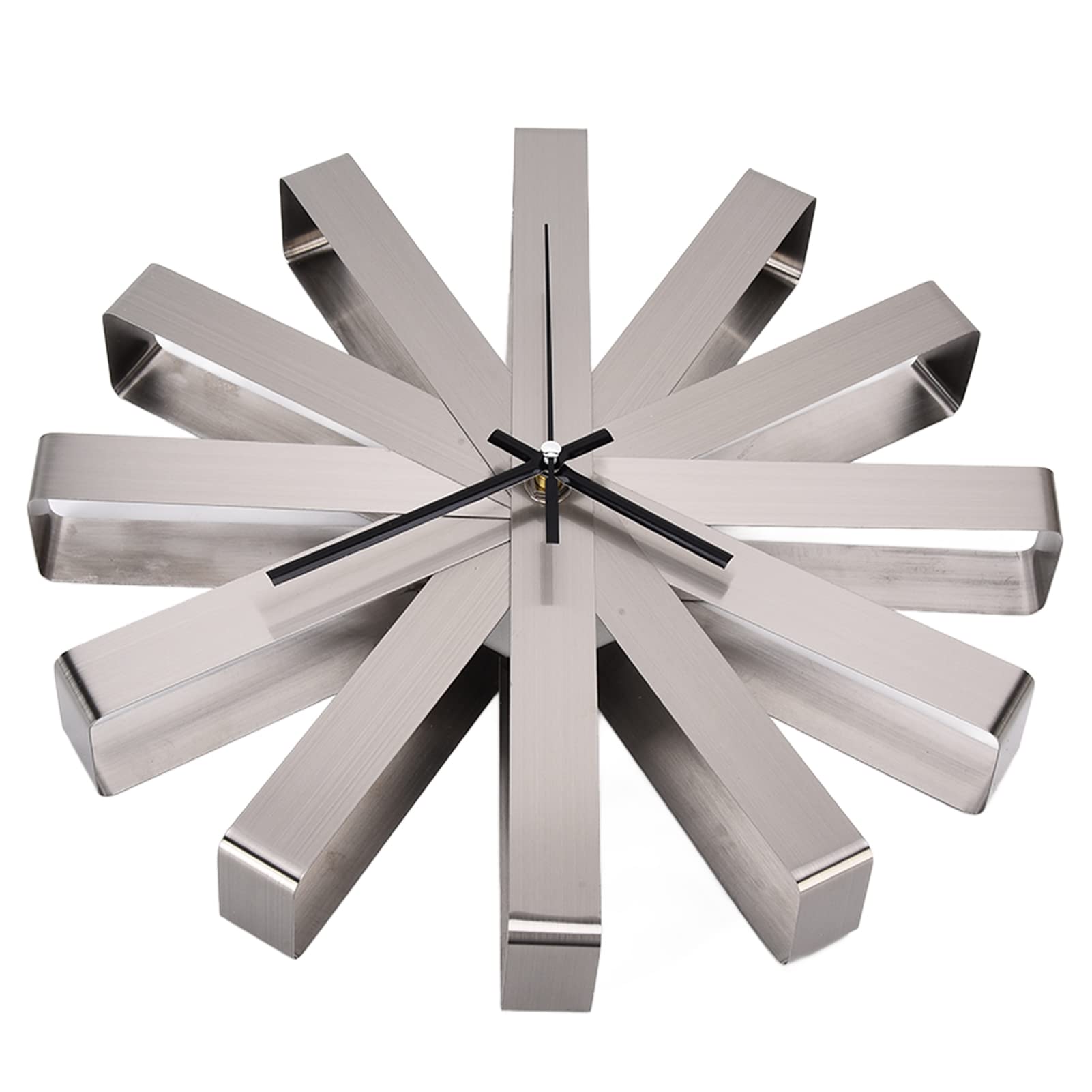 Agatige Ribbon Moderne Wanduhr, 30 cm, geräuschlose Hängeuhr, Durchbrochene Edelstahl-Wanduhr, gut lesbar, für Schlafzimmer, Wohnzimmer, Büro und Schlafzimmer