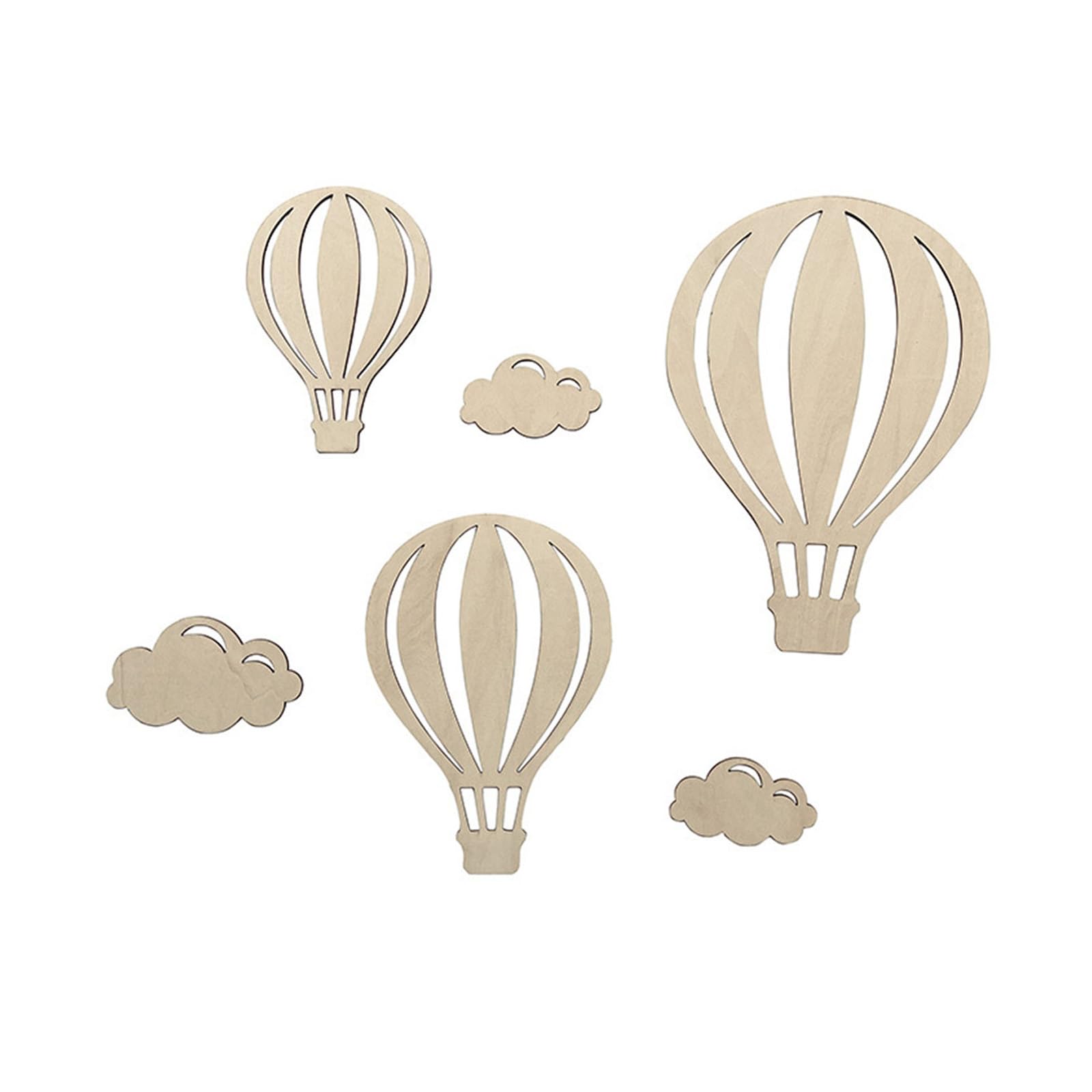 Nucelit 6Pcs Nursery Wall Decors Bohemians Nursery Decoration Wooden Hot Air Balloon and Cloud Wall Art for Bedroom Decorations Wooden Art Decors
