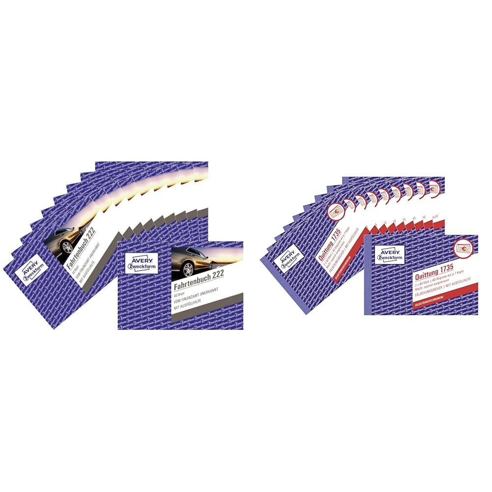 AVERY Zweckform 222-10 Fahrtenbuch & 1735-10 Quittungsblock
