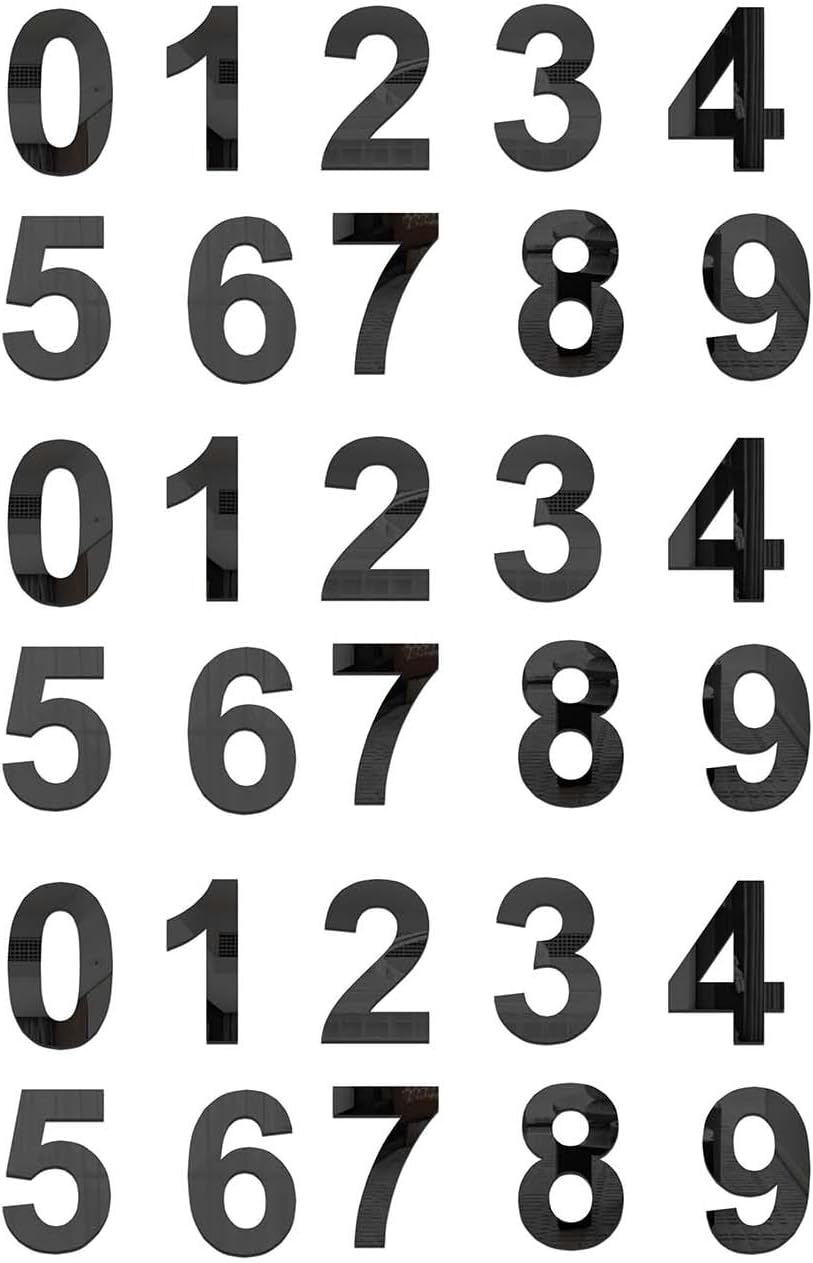 3 Sets Mini Numbers Mirror Tiles,0-9 Mailbox Stickers,Self Adhesive Mirror Tiles Acrylic,for Outside Mailbox, Door Signs, Cars, Trucks, Home, Business(Color:Black)