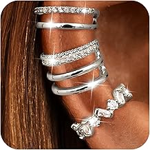 Dochais Ear Cuff Earrings Set for Women Without Piercing Clip Earring Ear Clips Fake Helix Non-fading Cartilage Earrings for Unpierced Up, Adjustable Ear Cuffs in Gift Box, Pack of 3