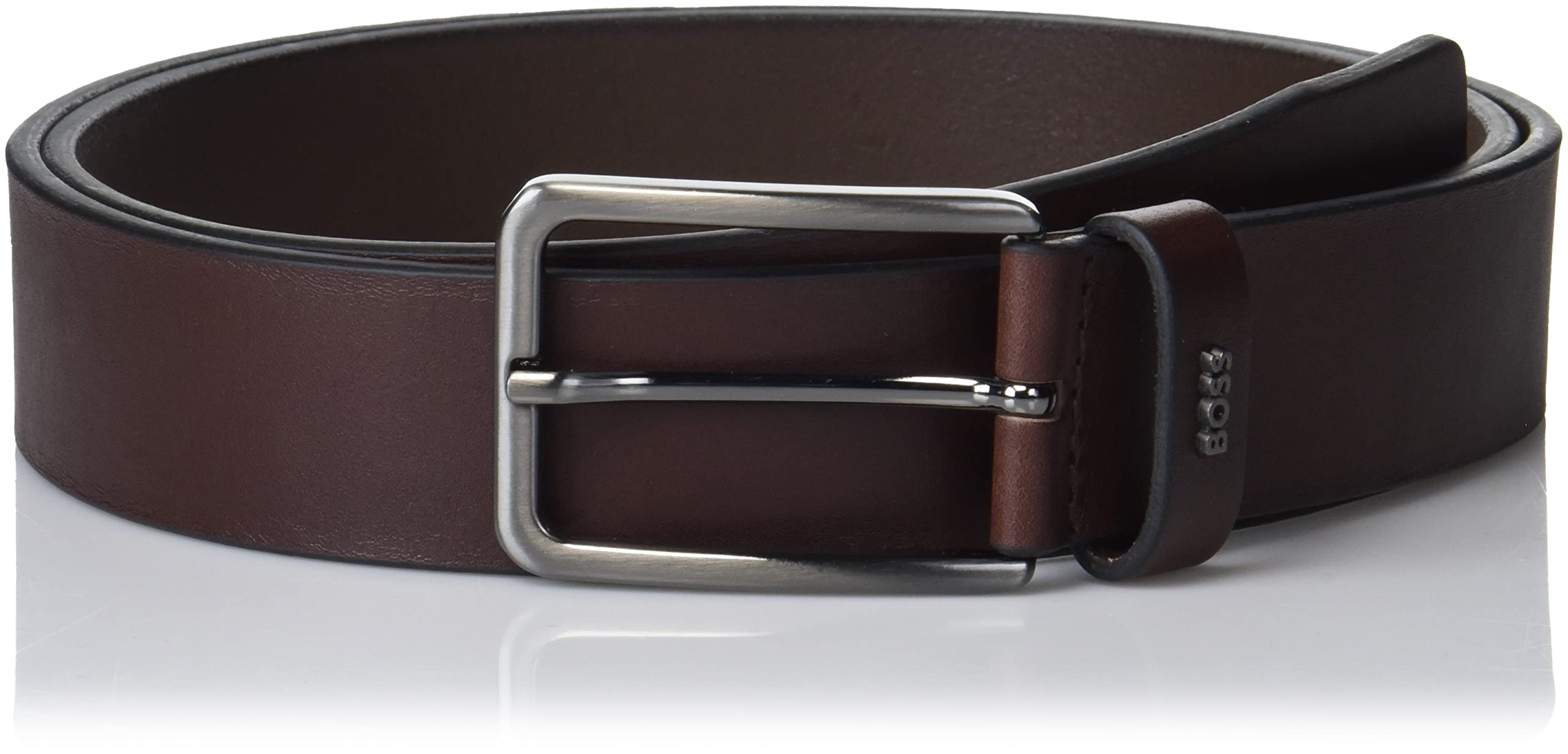 BOSSMen's Small Buckle Smooth Leather Belt, Pinecone Brown, one Size