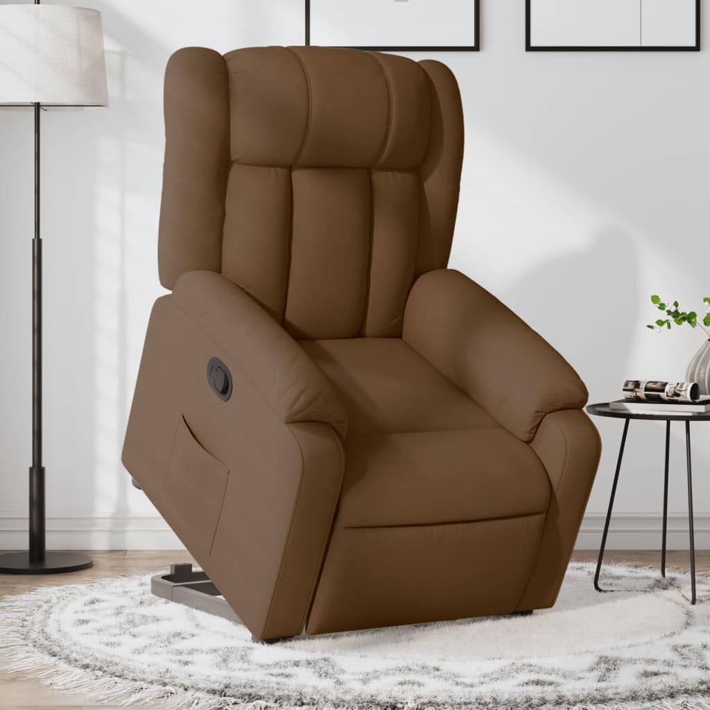 Homgoday Relaxsessel mit Aufstehhilfe Fernsehsessel Aufstehsessel Verstellbar Sessel Ruhesessel Polstersessel mit Liegefunktion Relaxsessel TV Sessel Wohnzimmer Braun Stoff