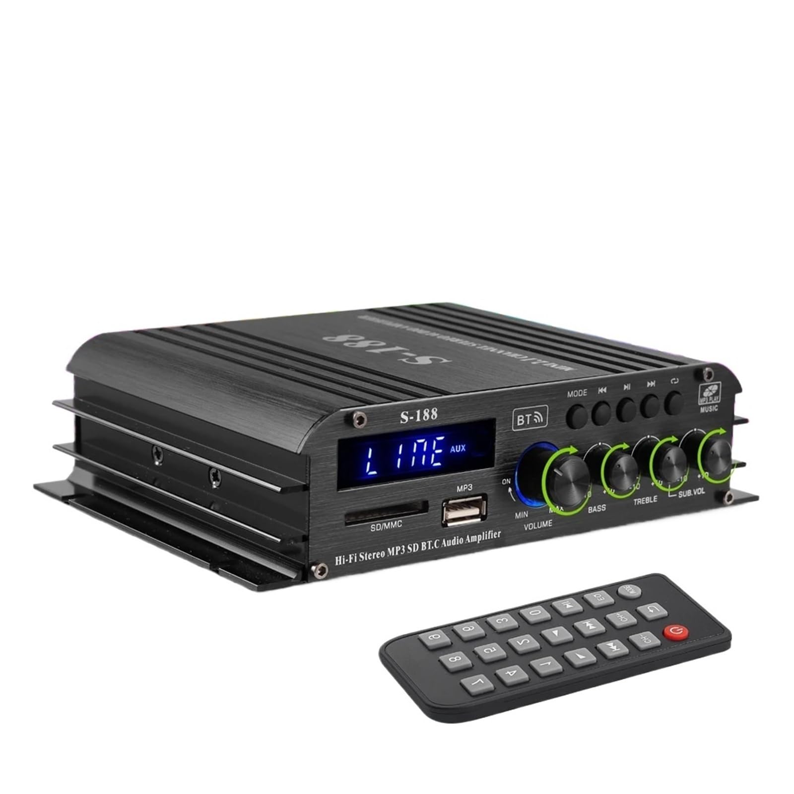 Wzmacniacz stereo Bluetooth HiFi Wzmacniacz mocy Basy i wysokie tony Odtwarzacz muzyczny Głośnik 90 W,Dokładna reprodukcja