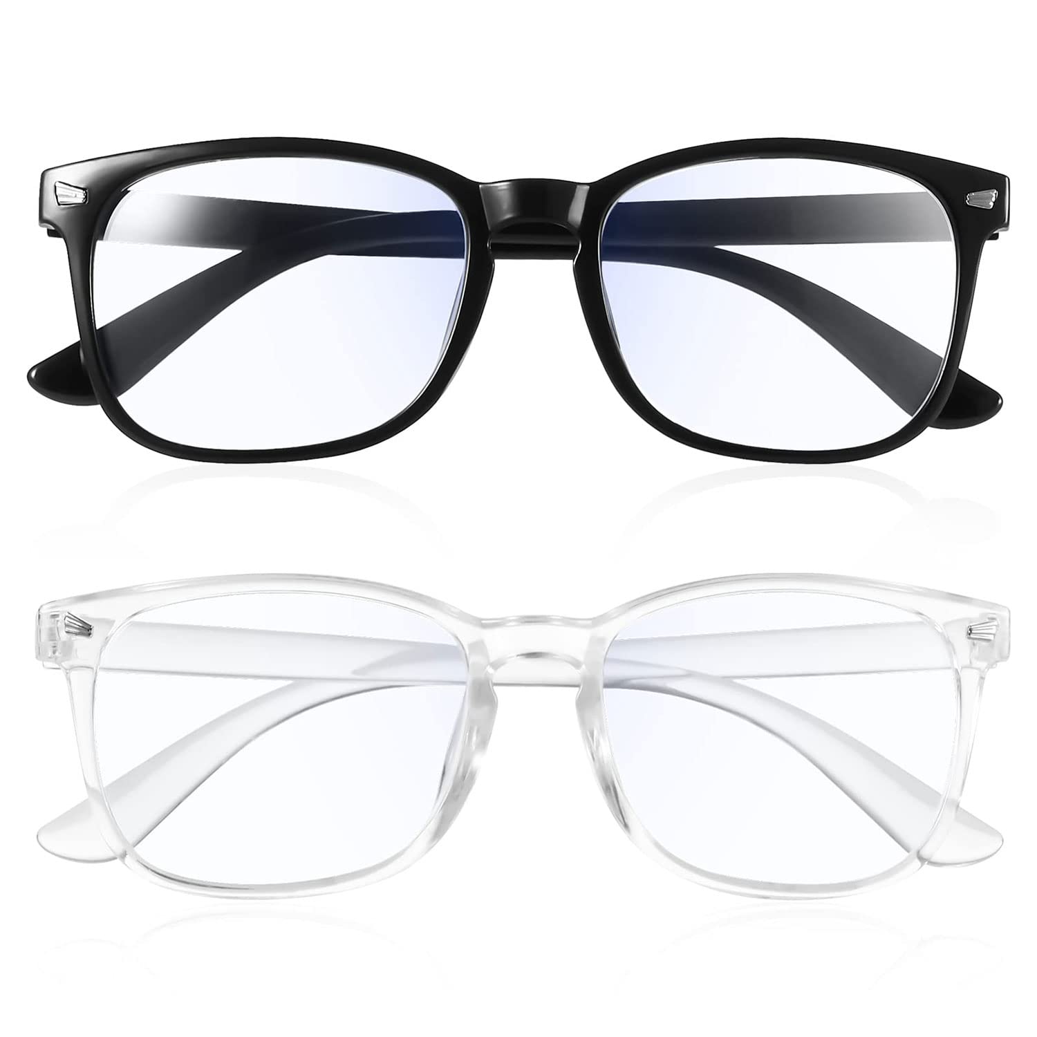 MOLOR Blue Light Blocking Glasses for Women,Men Clear Frame Square Nerd Eyeglasses,2 PCS Blue Light Filter Glasses, Anti Blue Ray Computer Screen Glasses