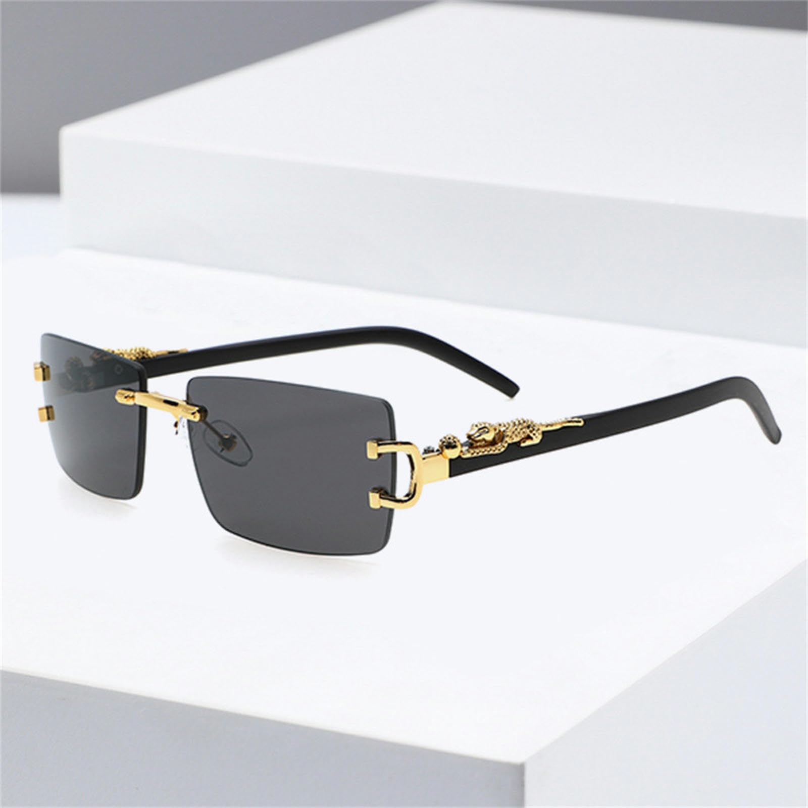 Occhiali da Sole da Donna Occhiali da Sole Quadrati Senza Cornice di Gelatina di Temi di Metallo Uomini E Donne Occhiali da Sole da Sole alla Moda-Foglio Grigio con Cornice d'Argento