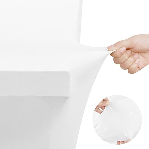 Miniatura 5 de Paquete de 4 manteles de elastano blanco de 6 pies, manteles ajustables para mesas plegables rectangulares estándar, mantel elástico para bodas,