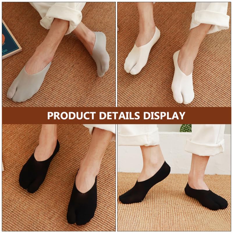 GALPADA 3 Pairs Toe Separator Socks, 2 Toe Low Cut Liner Two Finger No Show Socks for Women Men (Black, White, Gray)2