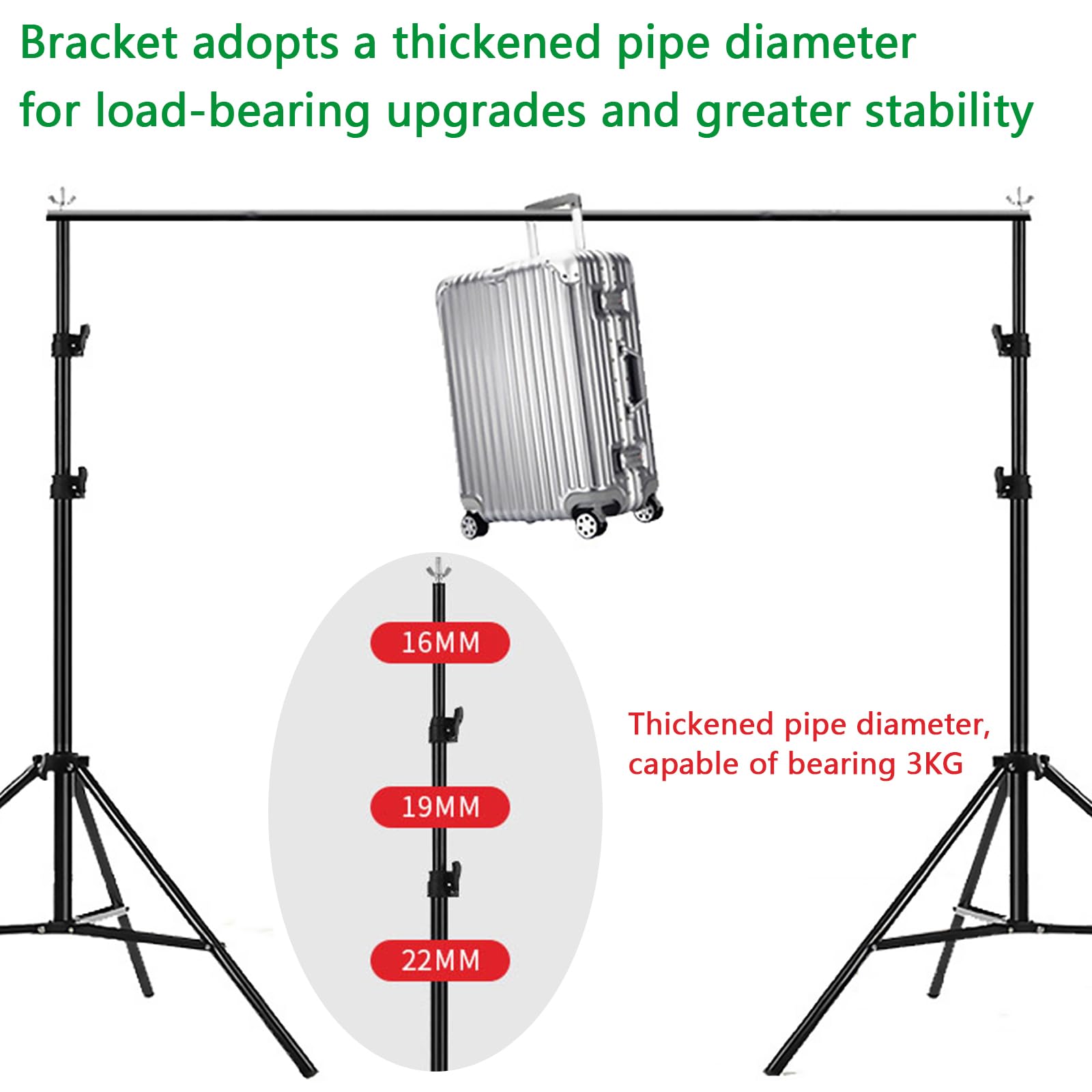 Greenscreen mit Ständer, 3m x 3m Fotohintergrund Green Screen Hintergründe für Fotostudios mit 2,6m x 3m Hintergrund Ständer und 4 Klemmen für Fotoshooting Streaming Gaming Video