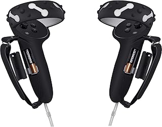 Controller Grips Cover for Oculus Quest 2,Anti-Throw Strap with Battery Opening,Extended Controller Grips Covers Suitable for Large Hands(Black)